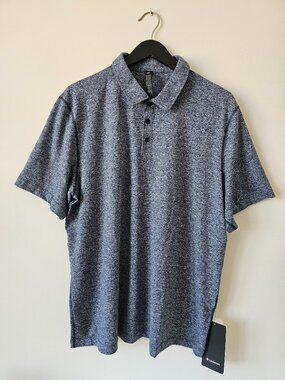 NWT LULULEMON HCLU/HCUE Blue Soft Jersey Short Sleeve Polo Shirt Top XXL